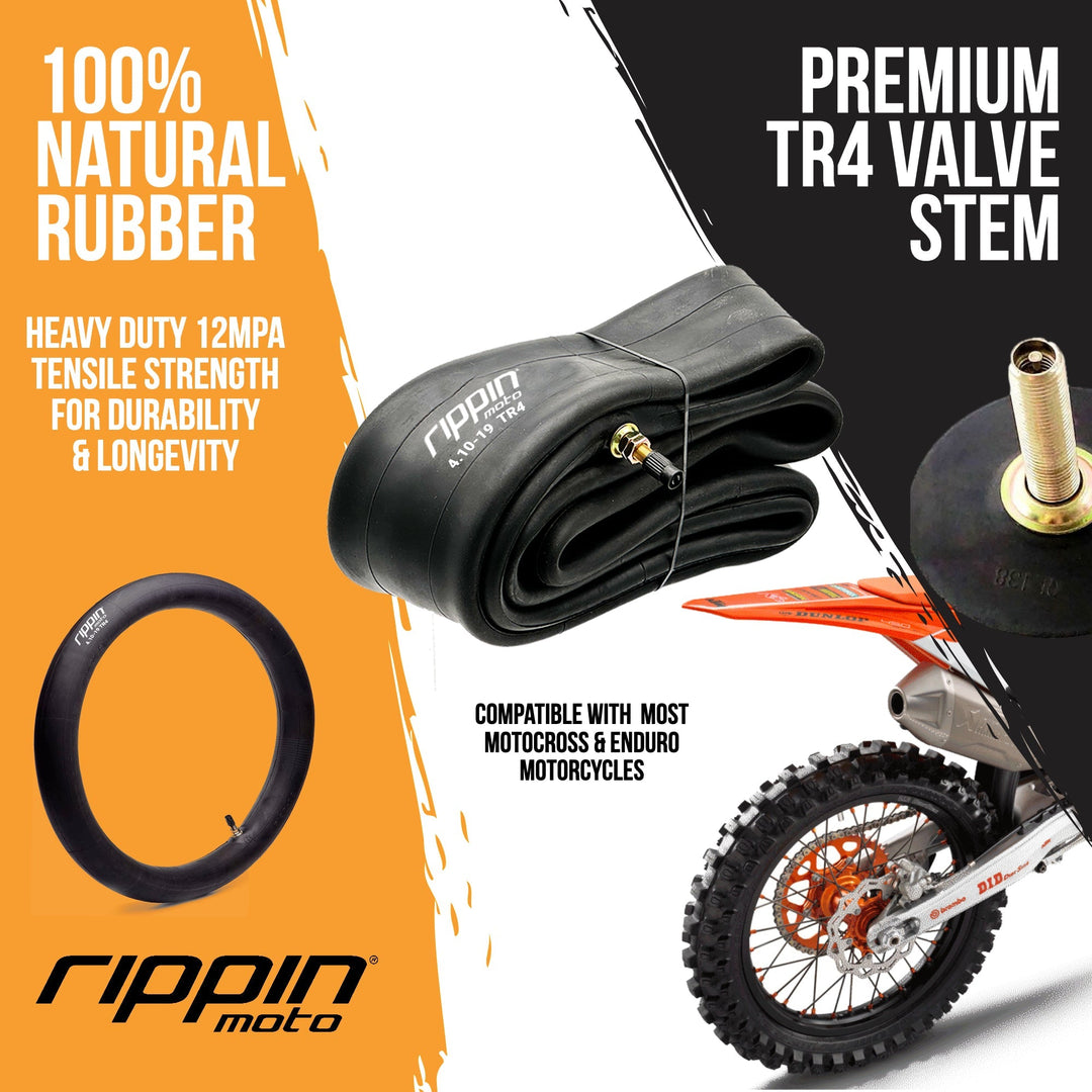 Rippin Moto 100/90-19 (4.10 x 19) Heavy Duty 19" Inner Tube 3mm Thick - Electrix