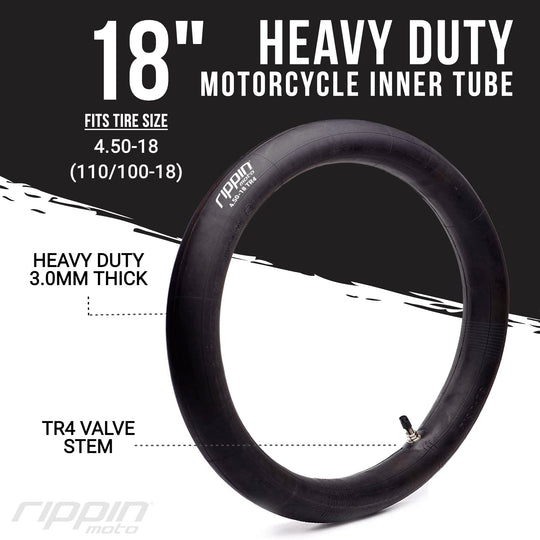 Rippin Moto 110/100-18 (4.5 x 18) Heavy Duty 18" Inner Tube 3mm Thick - Electrix