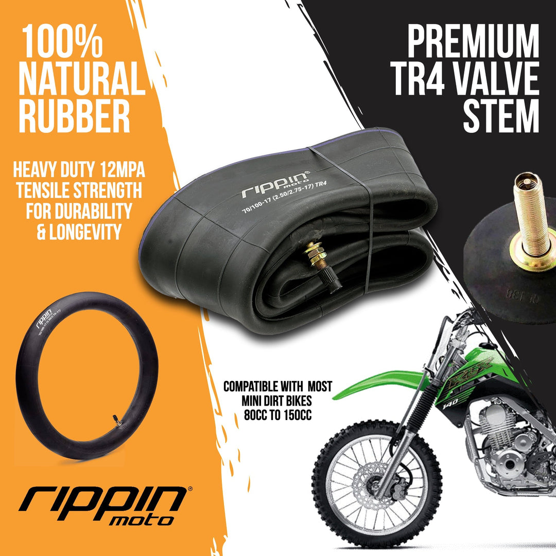 Rippin Moto 70/100-17 (2.50/2.75-17) Heavy Duty 17" Inner Tube 3mm Thick - Electrix