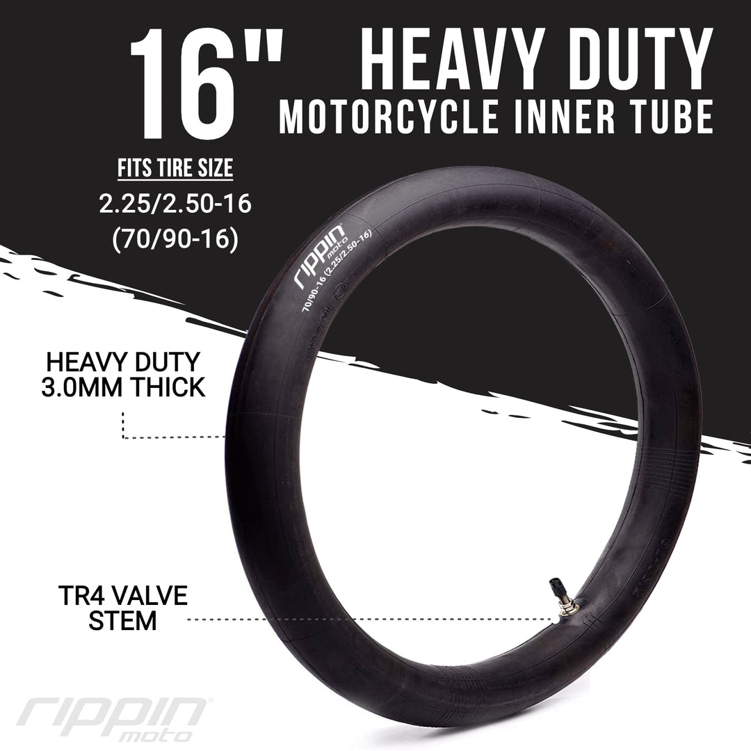 Rippin Moto 70/90-16 (2.25/2.5-16) Heavy Duty 16" Inner Tube 3mm Thick - Electrix