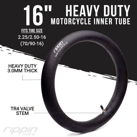 Rippin Moto 70/90-16 (2.25/2.5-16) Heavy Duty 16" Inner Tube 3mm Thick - Electrix