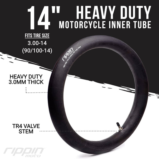 Rippin Moto 90/100-14 (3.0-14) Heavy Duty 14" Inner Tube 3mm Thick - Electrix