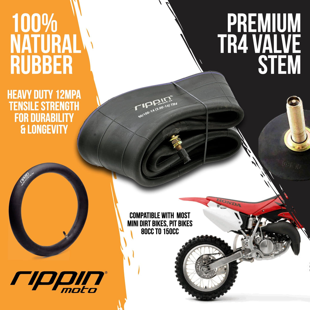 Rippin Moto 90/100-14 (3.0-14) Heavy Duty 14" Inner Tube 3mm Thick - Electrix