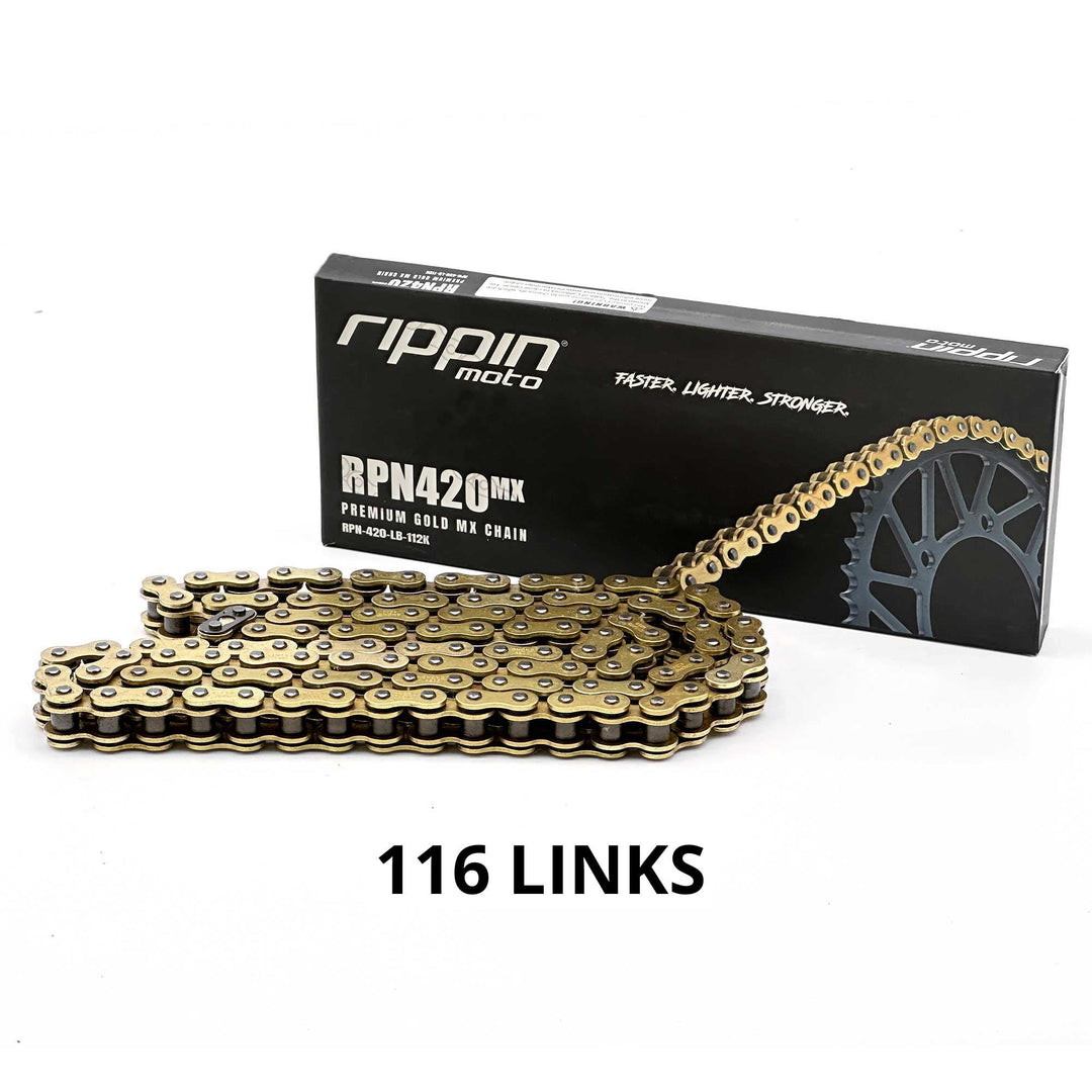 Rippin Moto RPN420MX Premium Gold MX O-Ring Chain for Surron Light Bee X, Segway X160 X260 & Talaria Sting - Electrix